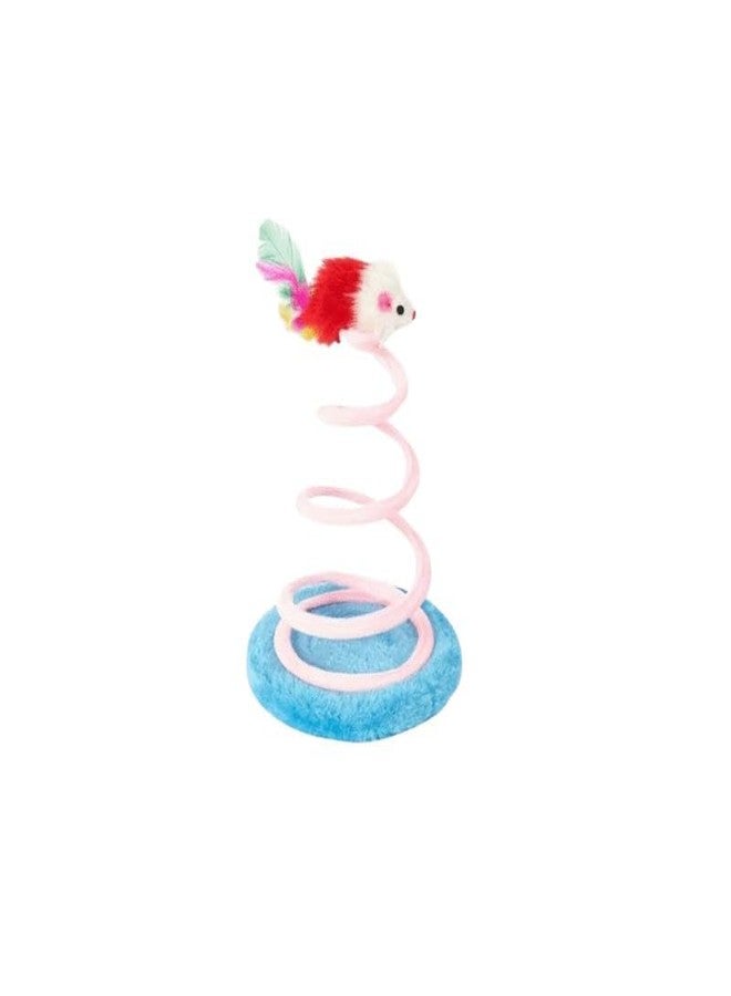 misu Coil Bouncy cat Toy Spring Play Bounce pet Press Twist paw Motion Chase Flexible roll Jump toss Indoor Rubber Flexible Stretch Bouncy Touch Grip roll Blue - Image 1